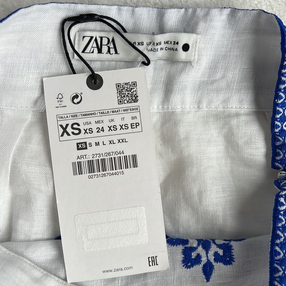 Zara Embroidered Blue and White Midi Skirt - Picture 12 of 16